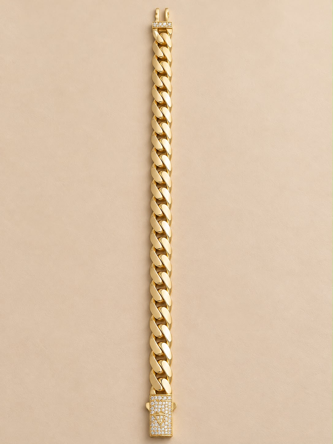 10K Yellow Gold Monaco Miami Cuban Link Bracelet 8” 8.1mm CZ Clasp 9.1 Grams