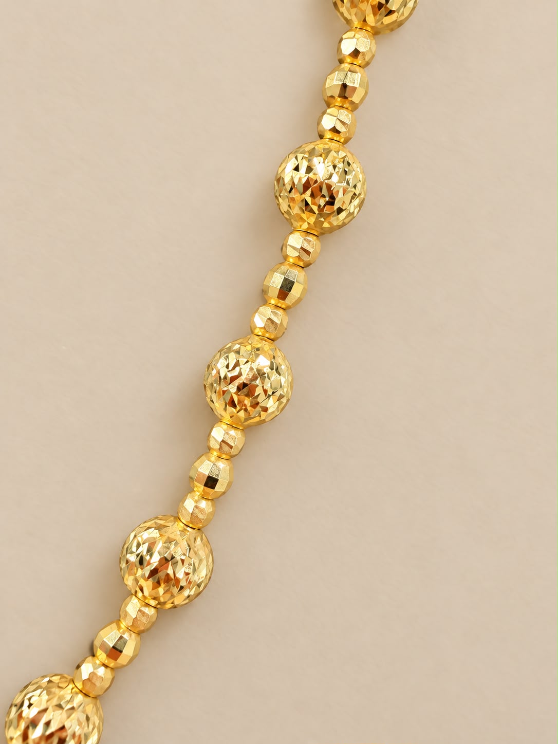 14K Yellow Gold Diamond Cut Beaded Ball Necklace 16” Women’s 7.8 Grams
