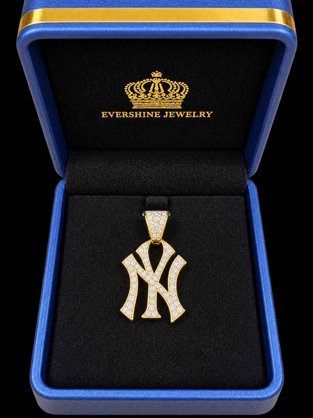 10K Yellow Gold Cross Pendant with CZ Stones – Men’s Religious Charm 1 Inch