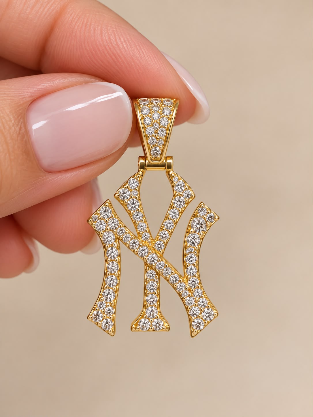 10K Yellow Gold Cross Pendant with CZ Stones – Men’s Religious Charm 1 Inch