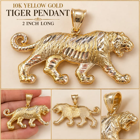 10K Yellow Gold Tiger Pendant