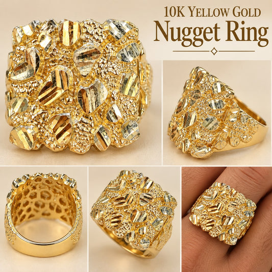 10K Yellow Gold Men's Nugget Ring
