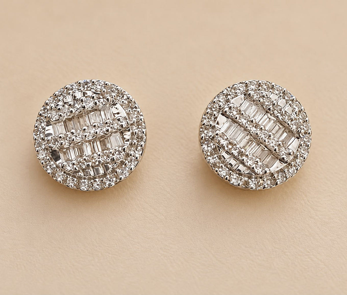 10K Yellow Gold Natural Diamond Round Stud Earrings 8mm
