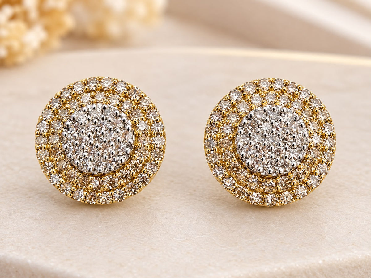 10K yellow gold round stud earrings 1/2 carat Natural Diamond