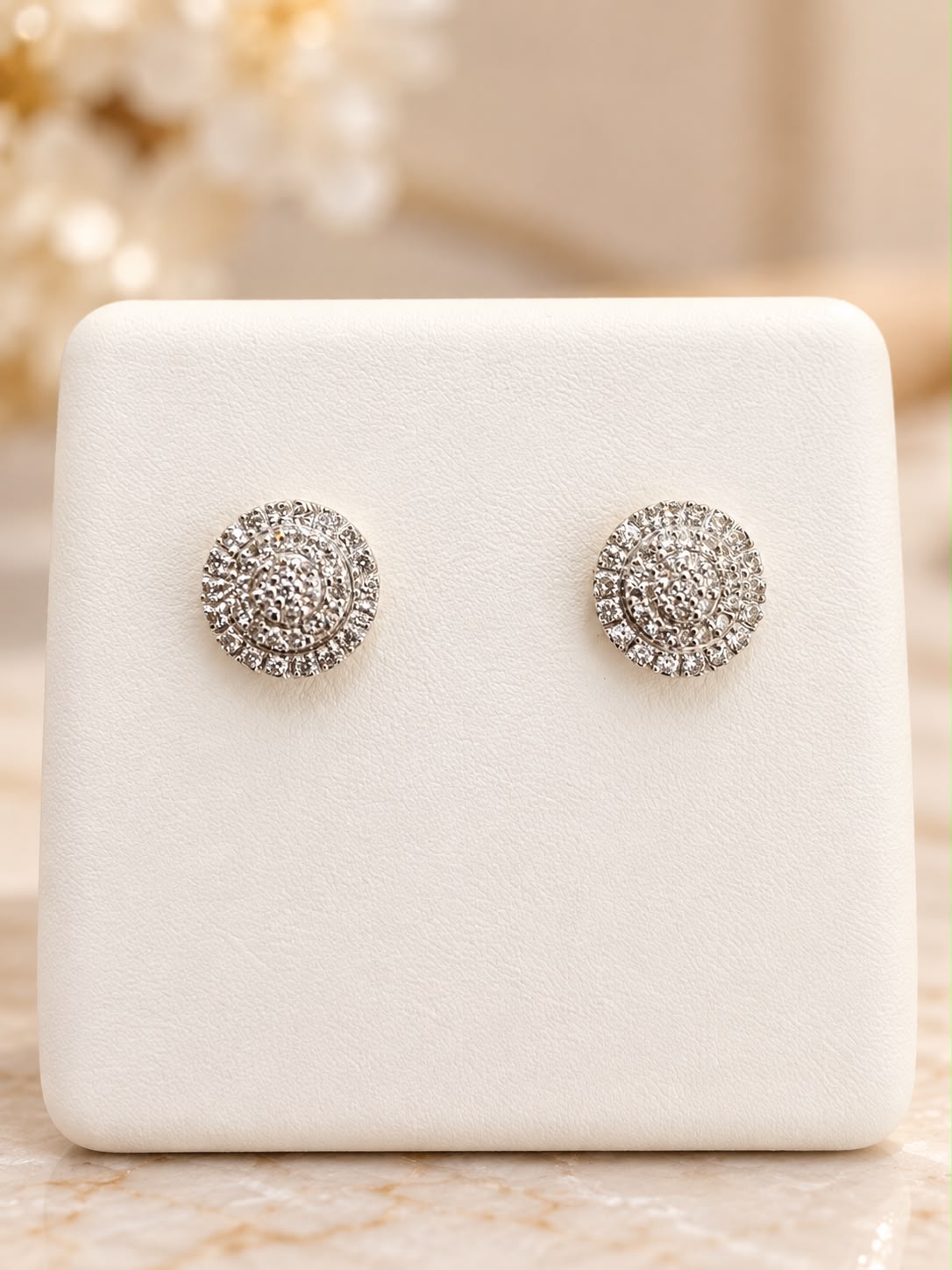 10K Yellow Gold 1/6 CTW Natural Diamond Round Cluster Stud Earrings 6.5mm