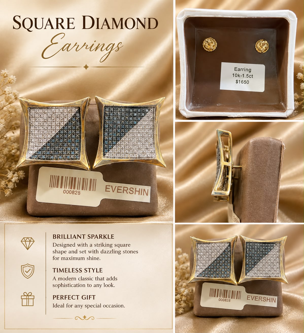 10K Two-Tone Diamond Earrings