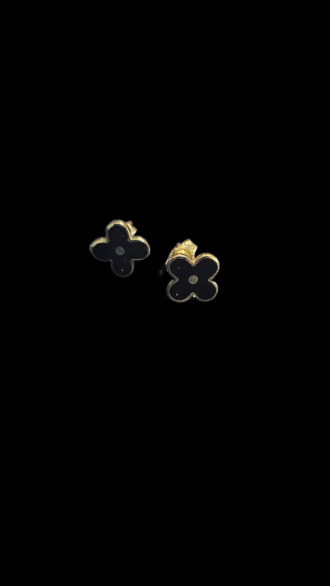 Black flower studs