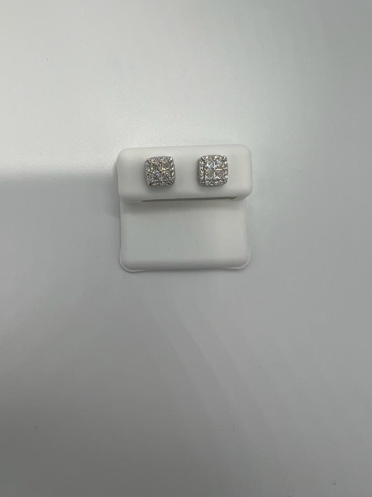 Moissanite diamond on silver earrings