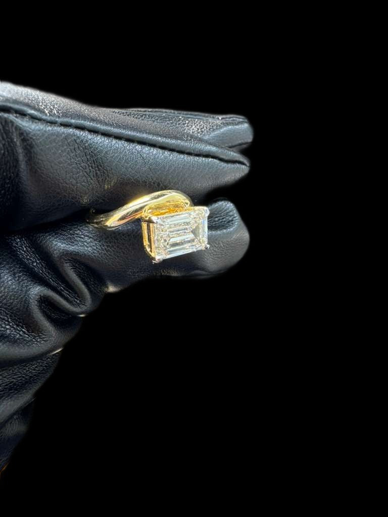 Gold Emerald Cut Diamond Ring