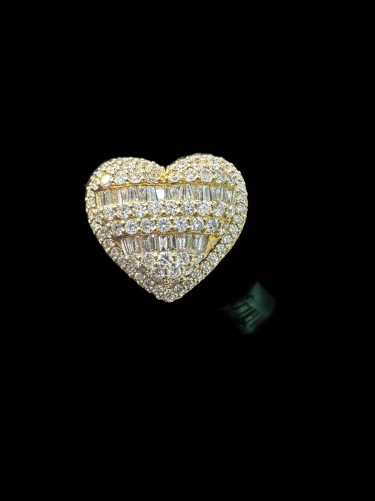 Gold Heart Ring with Diamonds