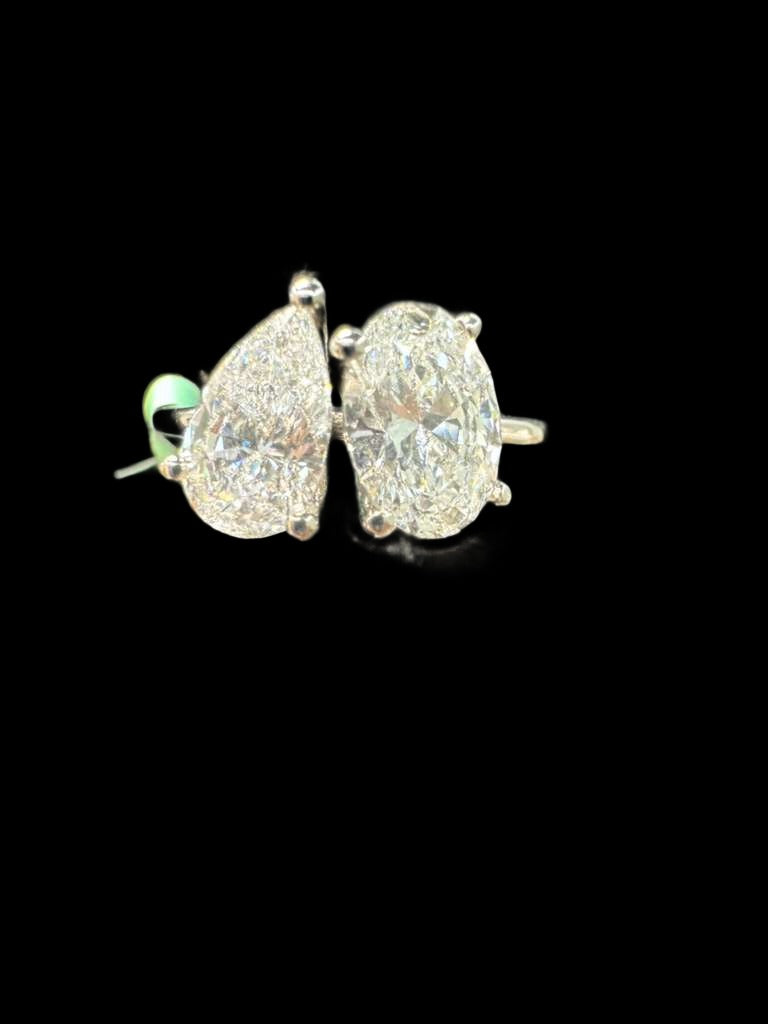 Gold Pear & Oval Diamond Duo Ring