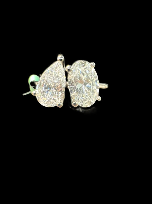 Gold Pear & Oval Diamond Duo Ring