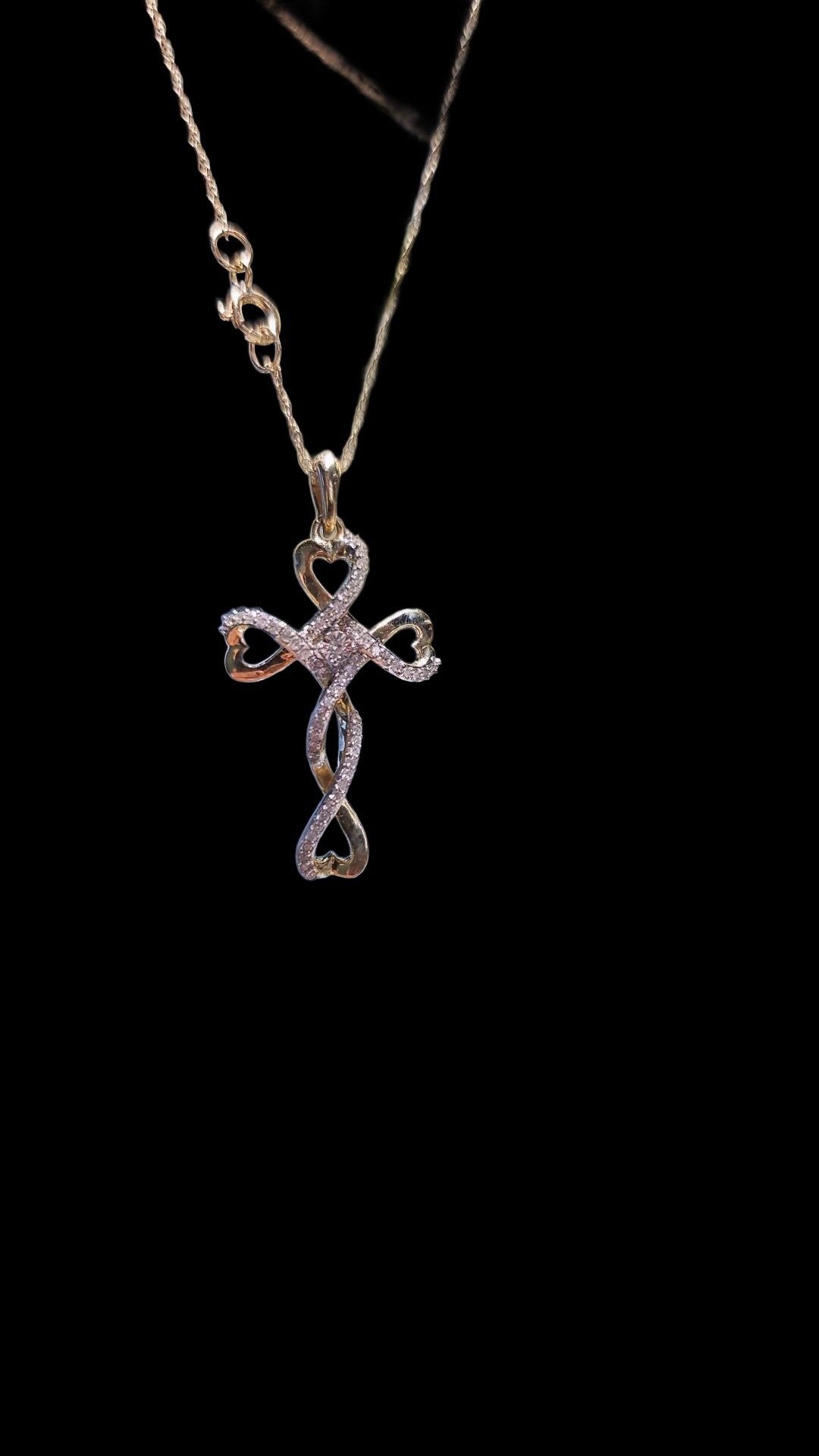 Hearts and holy cross charm