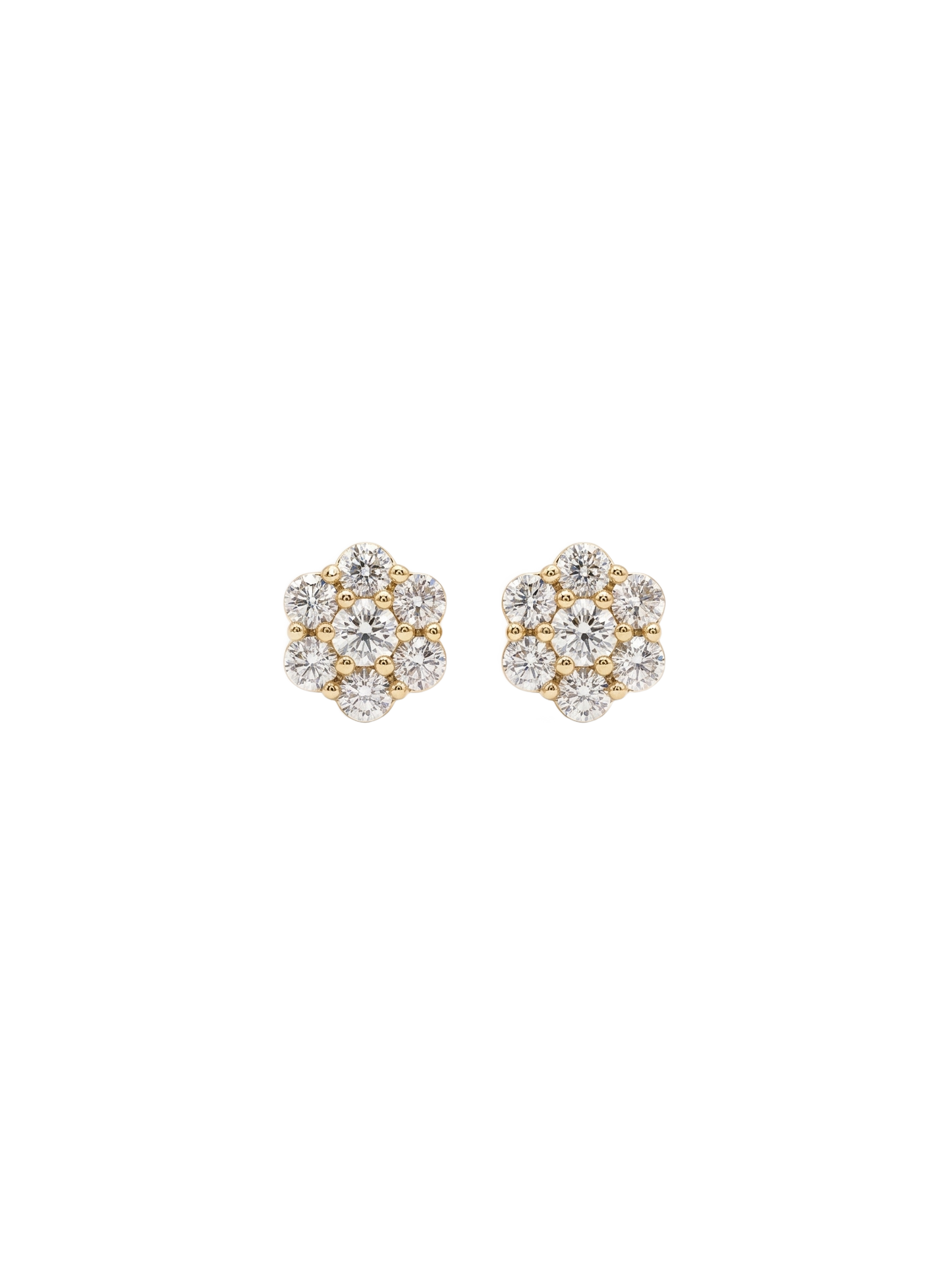 Gold VS Diamond Flower Earrings