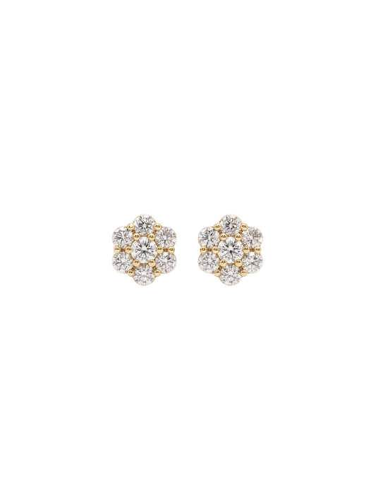 Gold VS Diamond Flower Earrings