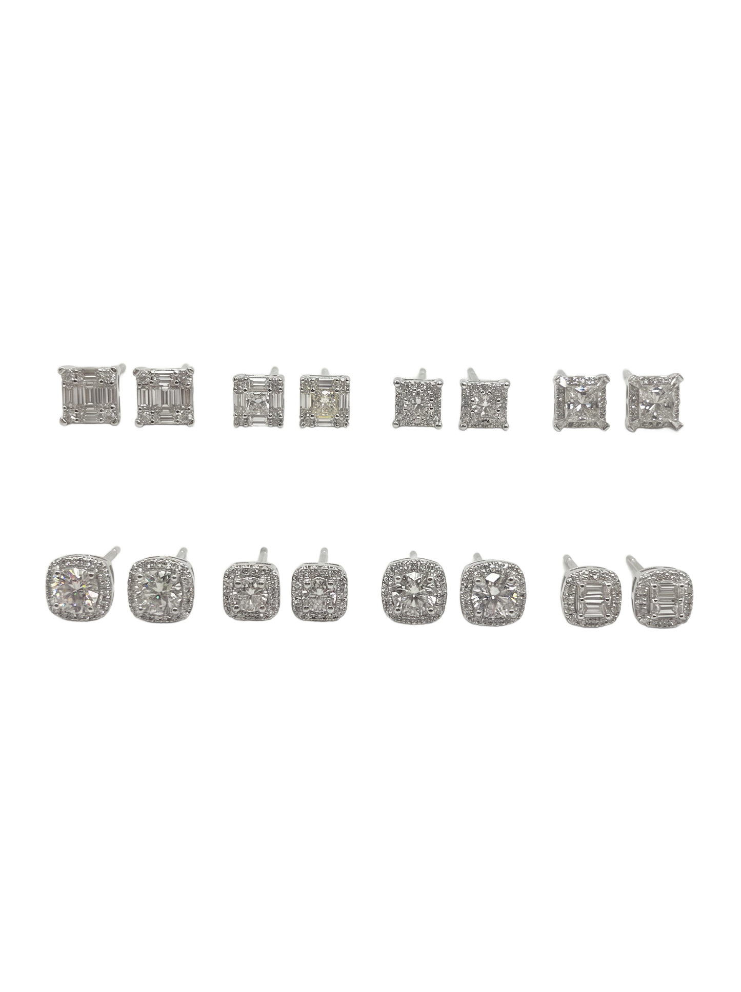 Moissanite diamond on silver earrings