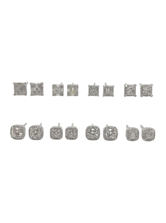 Moissanite diamond on silver earrings