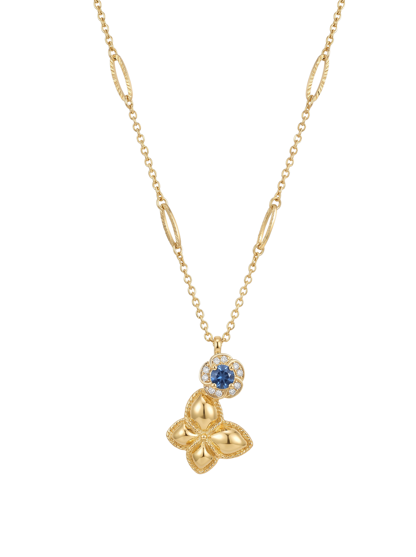 Butterfly and flower charm with chain