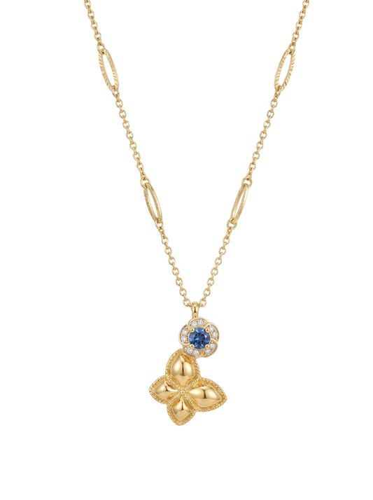 Butterfly and flower charm with chain