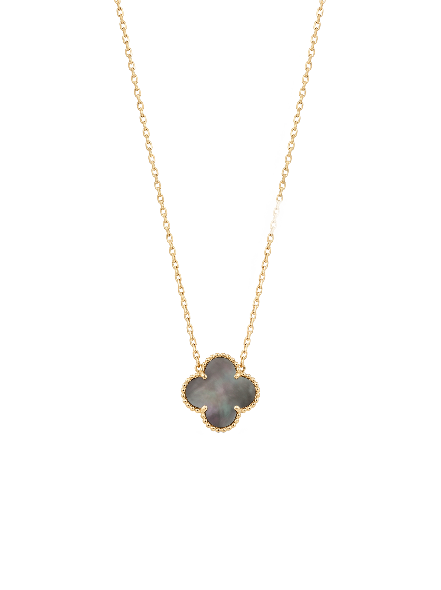 Shiny black flower necklace