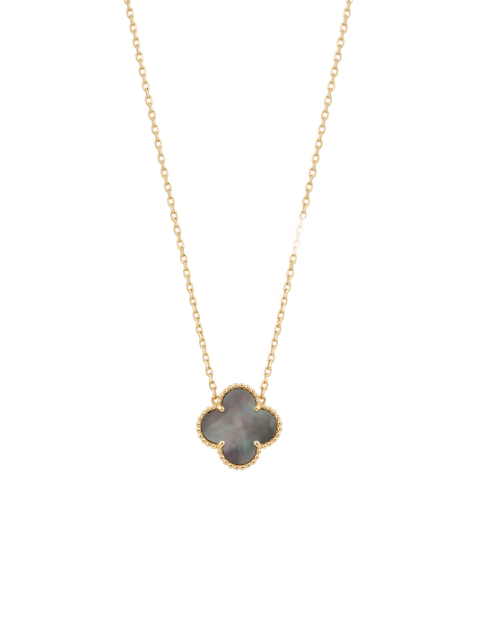 Shiny black flower necklace