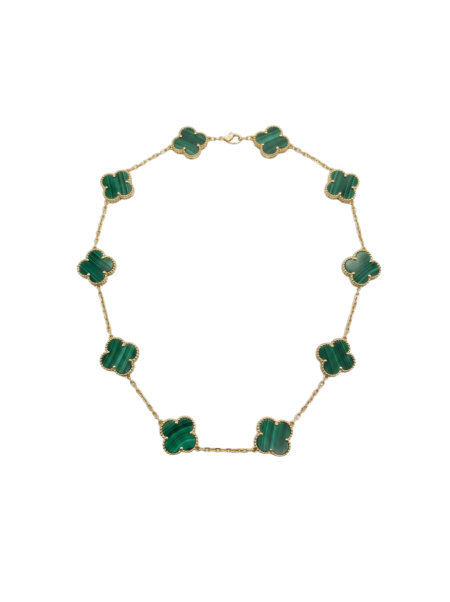 Green flower necklace.