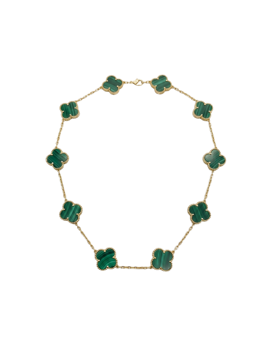 Green flower necklace.
