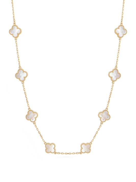 White flower necklace.