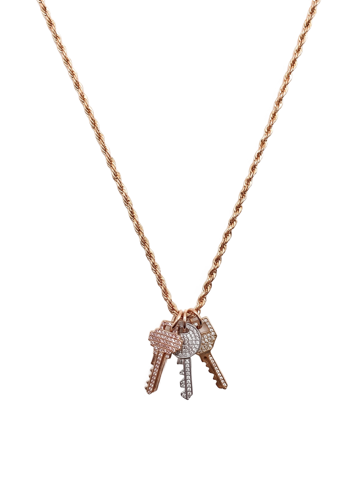 Rose gold chain | key charm | diamond