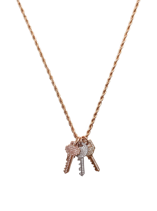 Rose gold chain | key charm | diamond