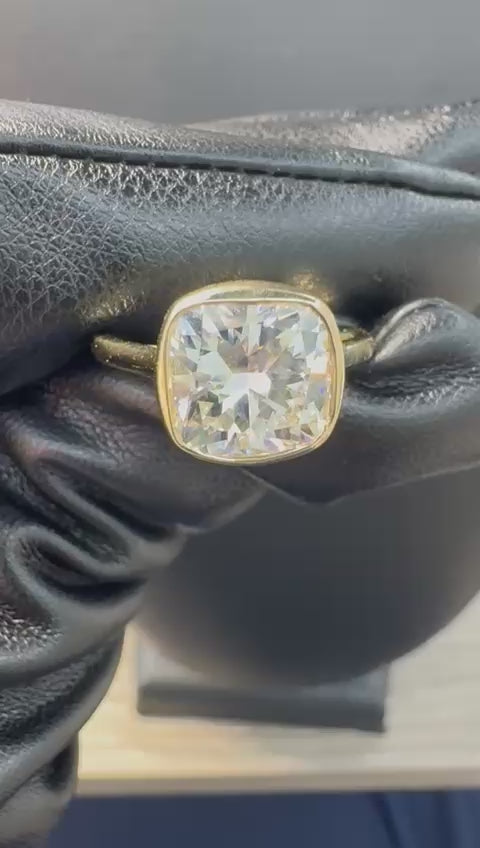 Bezel Set Cushion Cut Diamond Ring