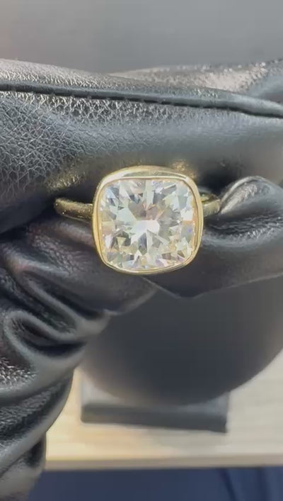 Bezel Set Cushion Cut Diamond Ring