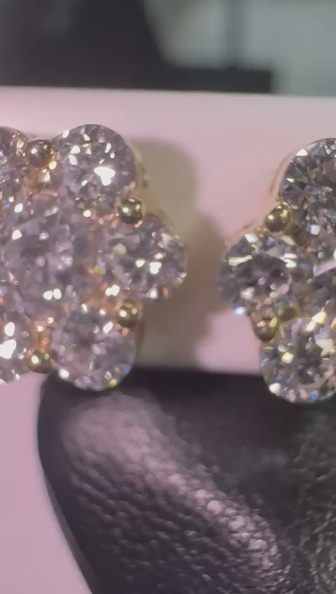 Floral Gold Diamond Earrings