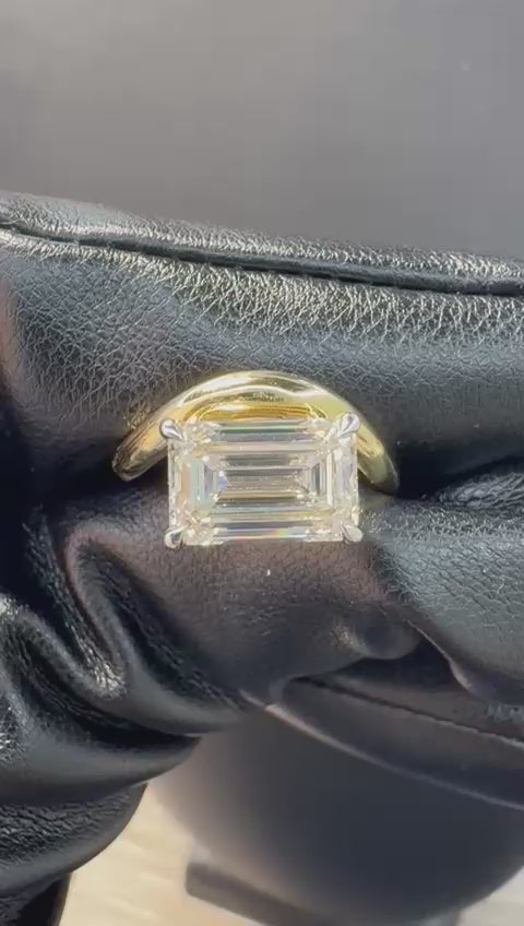Gold Emerald Cut Diamond Ring