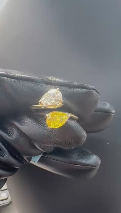 Two Tone Pear Duo Diamond Ring