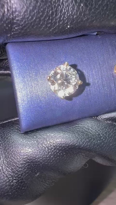 Yellow Gold Round Brilliant Solitaire Diamond Studs