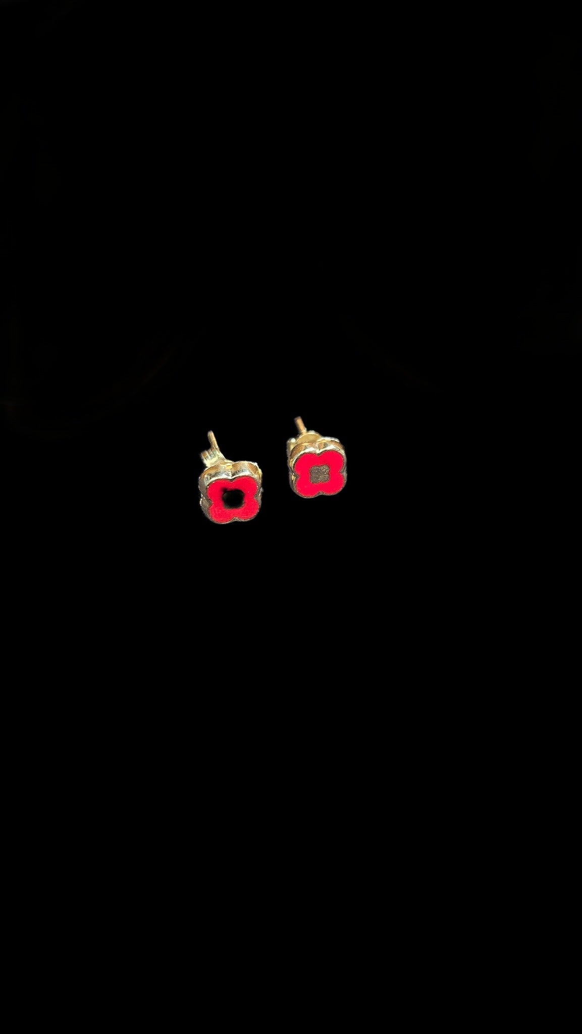 Small red flower earrings