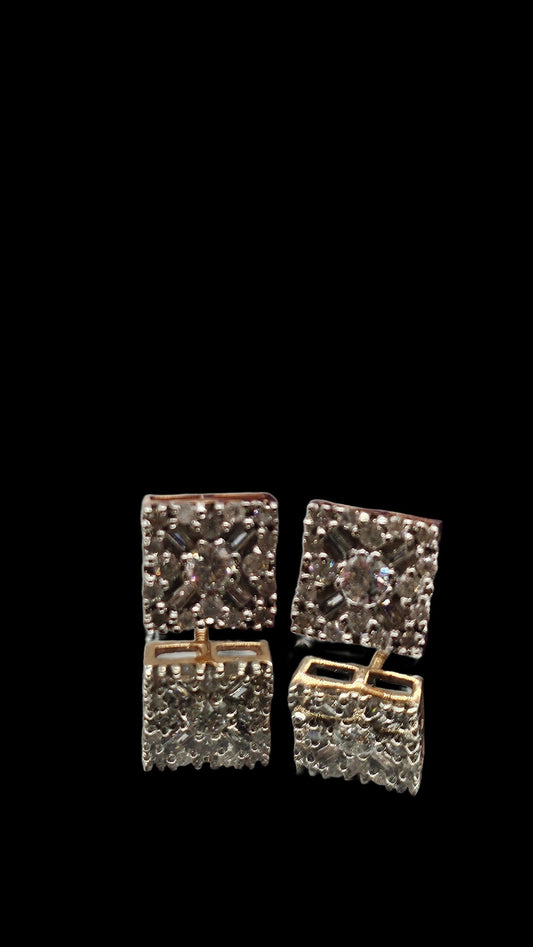 Unique square diamond earrings